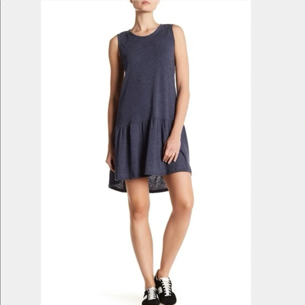Nation LTD Navy Sleeveless Ruffle-Hem Knit Mini Dress